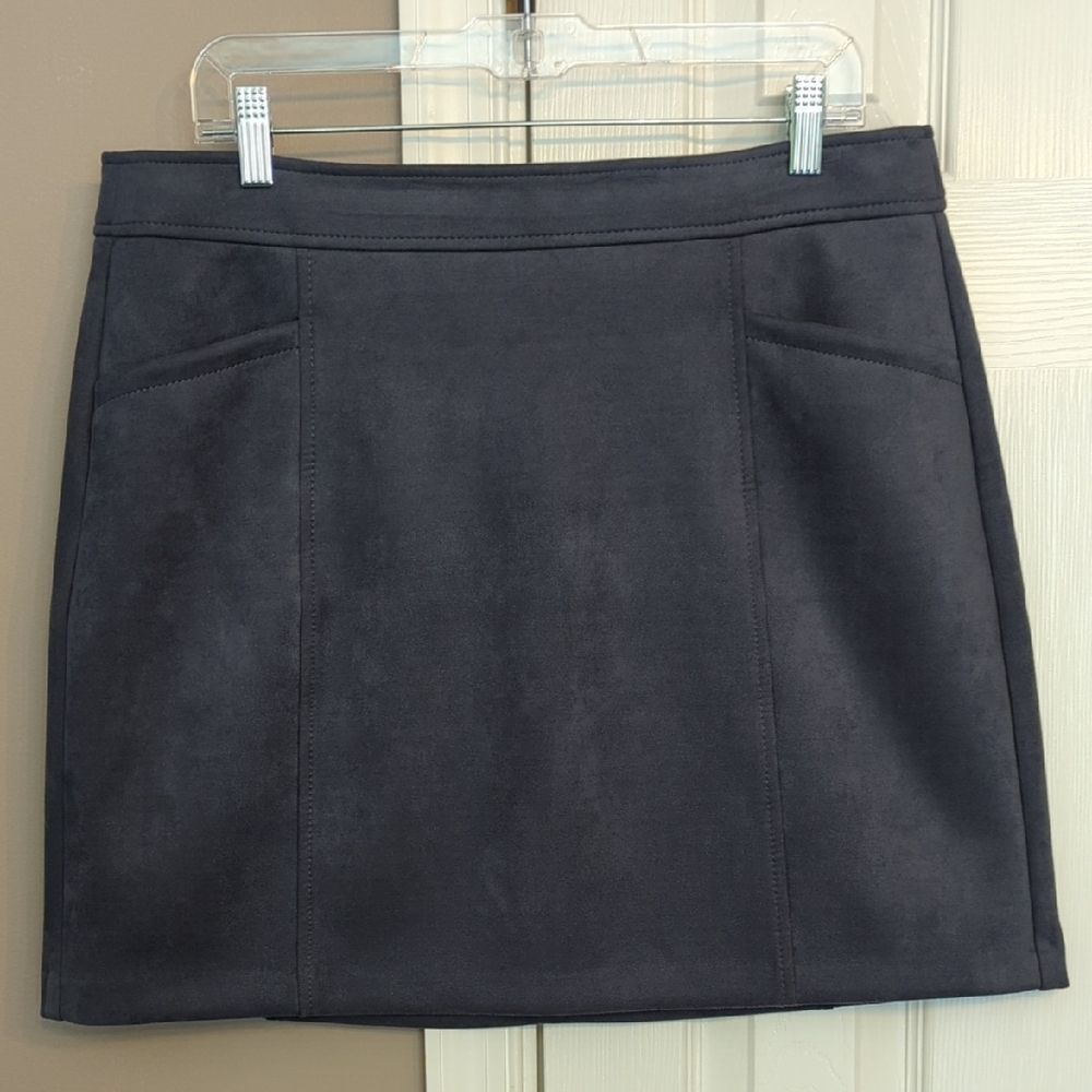 LOFT Blue Gray Faux Suede Aline Mini Skirt
